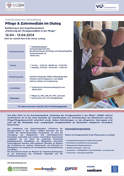 4. Workshop "Pflege & Zahnmedizin im Dialog" Flyer Veranstaltungsflyer