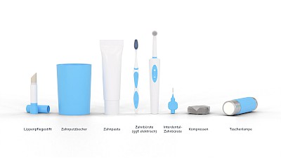Zu Beginn der Mundpflege-Maßnahme sollten alle notwendigen Pflege- und Hilfsmittel bereitgelegt werden.