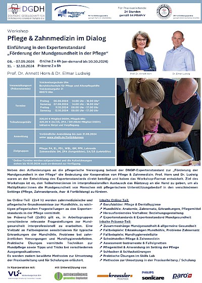 5. Workshop "Pflege & Zahnmedizin im Dialog" Veranstaltungsflyer