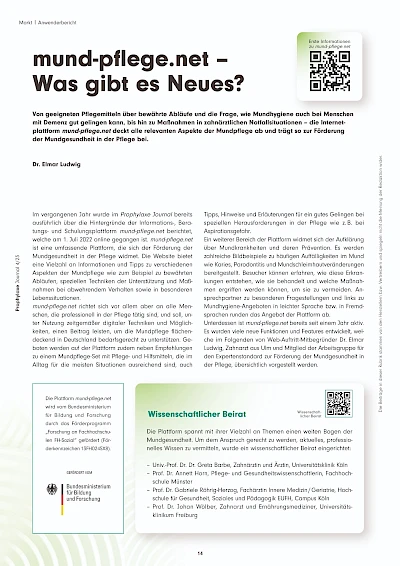 Öffentlichkeitsarbeit mund-pflege.net – Was gibt es Neues?