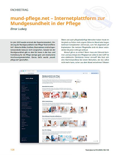Öffentlichkeitsarbeit mund-pflege.net – Internetplattform zur Mundgesundheit in der Pflege