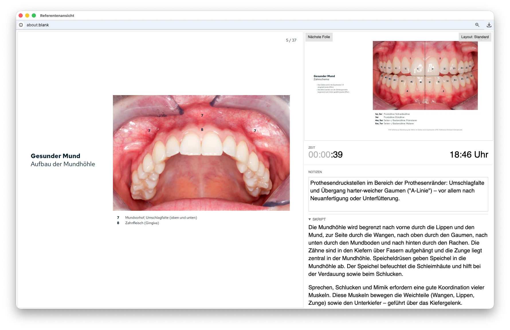 Referentenansicht mit Kommentaren & Skript