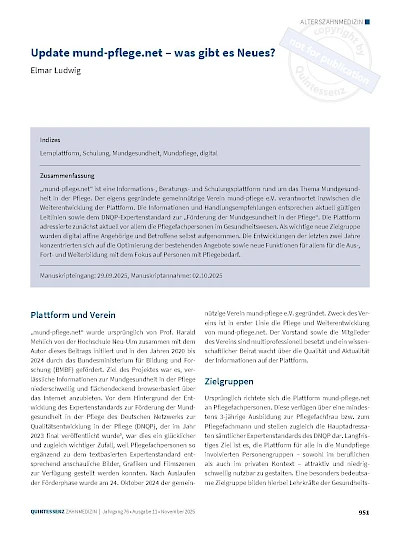 Öffentlichkeitsarbeit Update mund-pflege.net – was gibt es Neues?